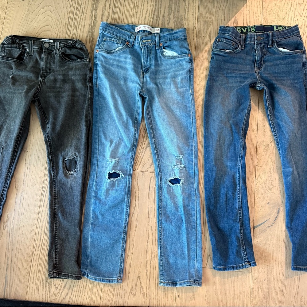 Levi's Kids Jeans Trio/Bundle - Black, Light Blue, Dark Blue - Size 12